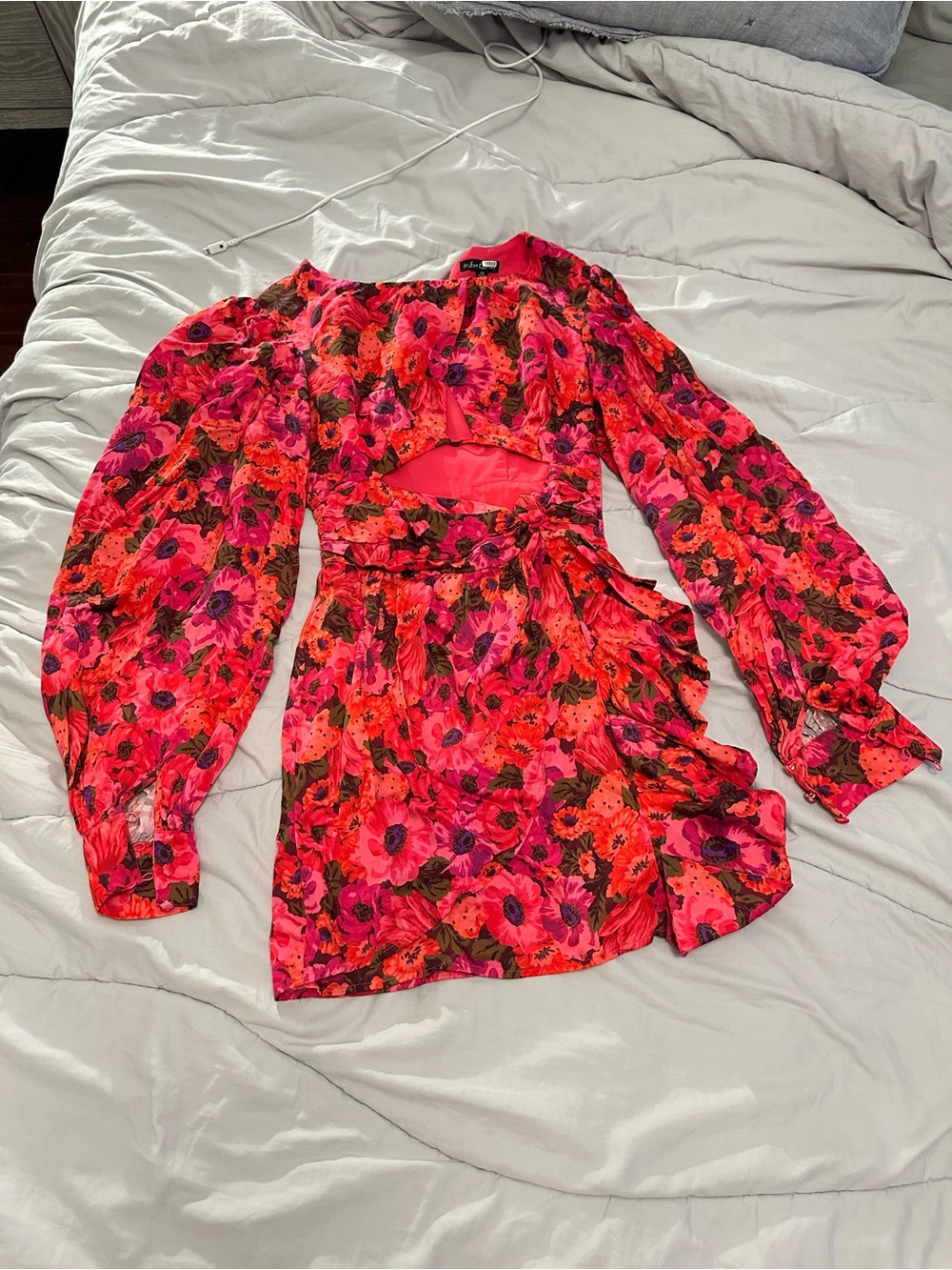 For Love & Lemons Hot Pink Floral Mini Dress